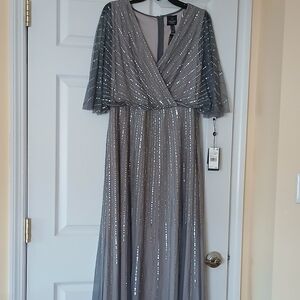 Silver Sequin Overlay Dress
